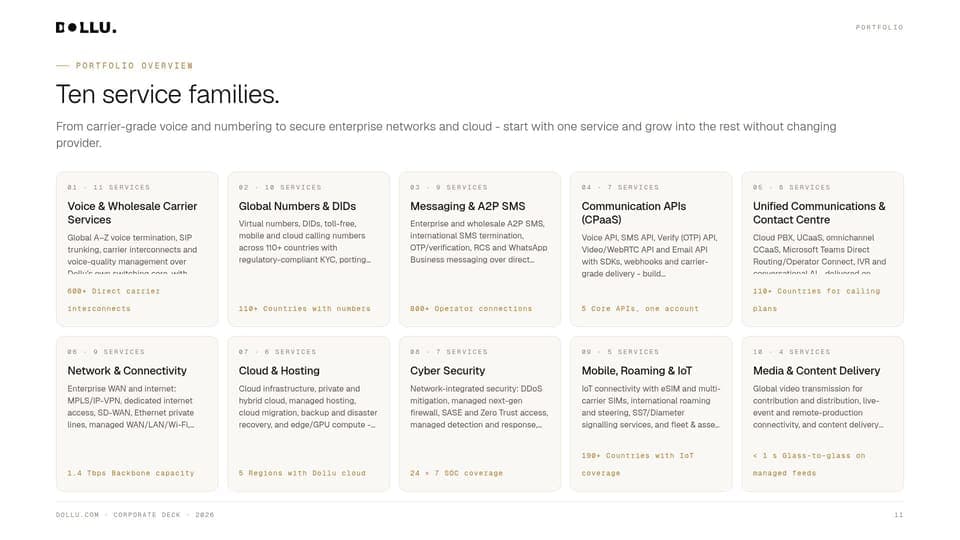 Slide 11 of the Dollu corporate deck - Portfolio